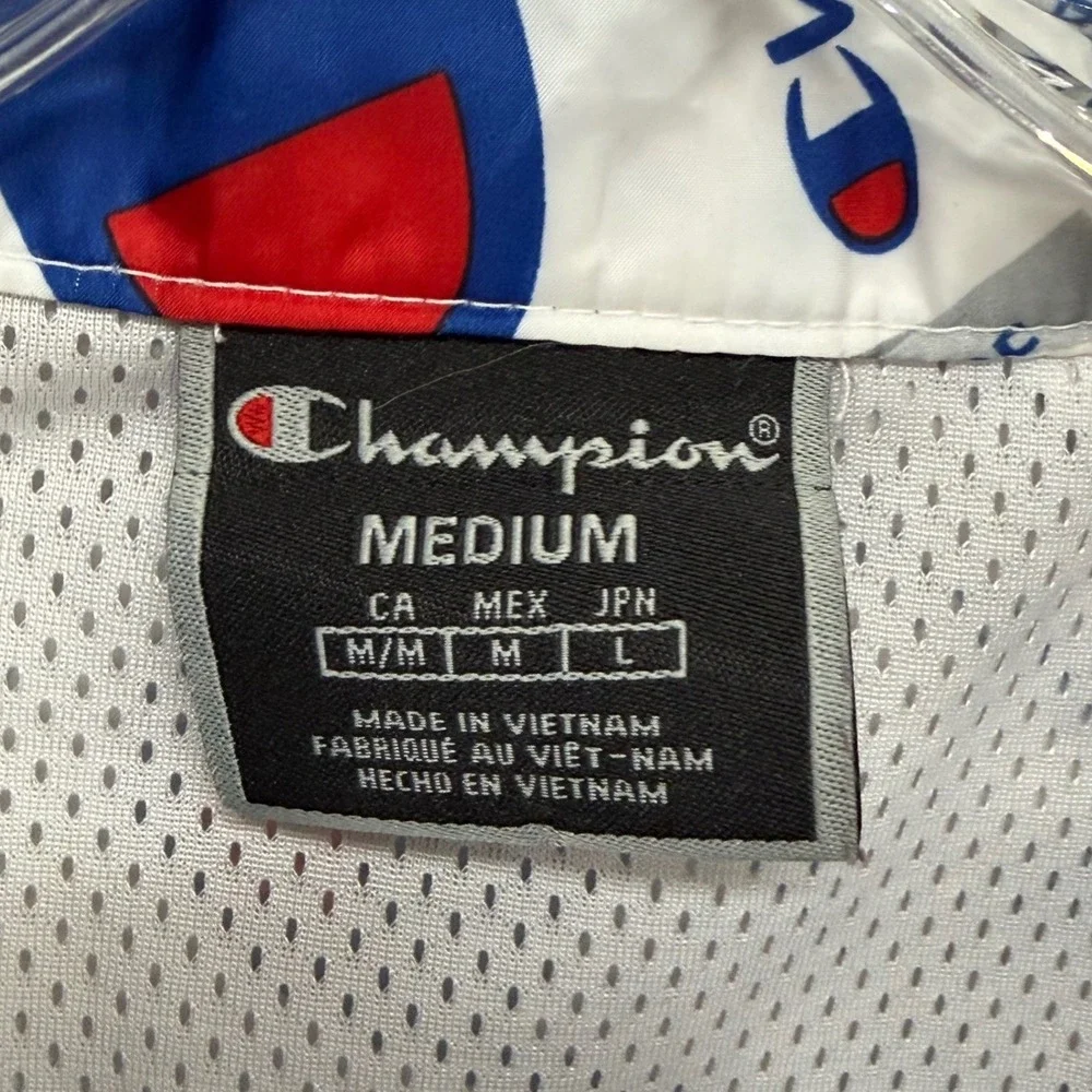 Champion‎ 100 Year Anniversary Cropped Coach Jacket M AOP Logo Y2K Streetwear